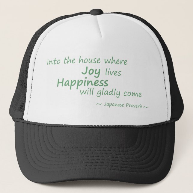 Joy, happiness green trucker hat (Front)