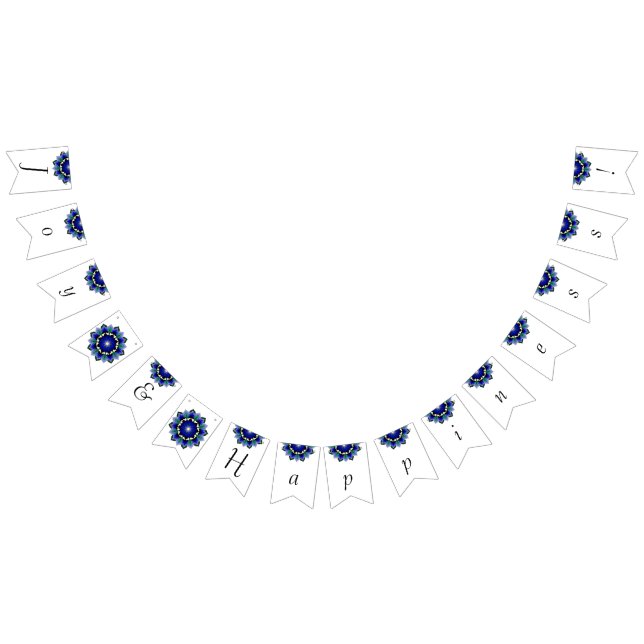 Joy & Happiness! Mandala in dark blue Bunting Flags (All)