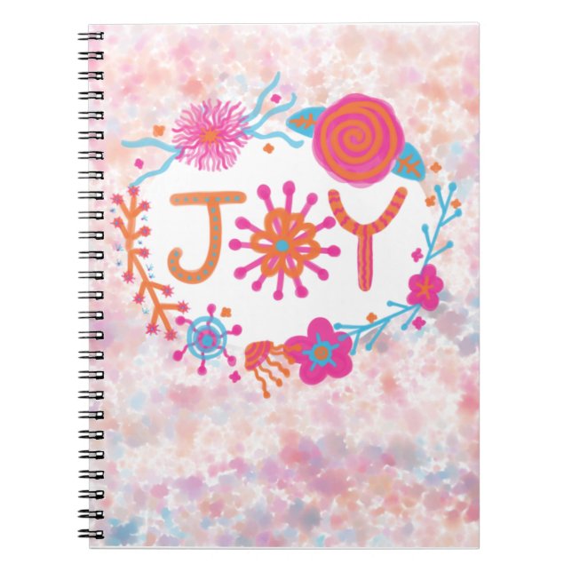 Joy |  Happy Floral Wreath Notebook (Front)