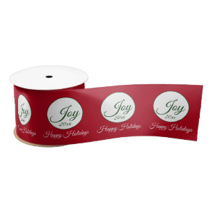 Joy Happy Holidays Minimalist Circle Christmas Satin Ribbon