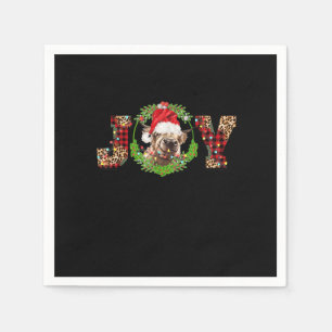 JOY Highland Cow Christmas Western Santa Hat Cow_1 Napkin