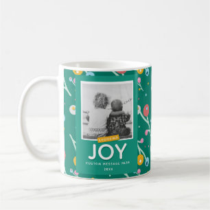 Joy Holiday Berries Custom 1-Photo Christmas Coffee Mug