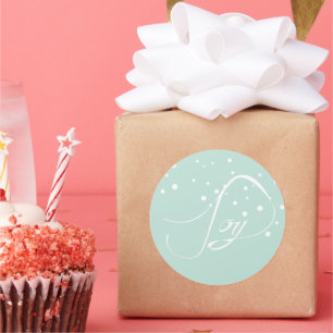 Joy Holiday Christmas Mint Classic Round Sticker