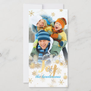 Joy Holiday Greetings+Snowflakes+Faux Foil Card