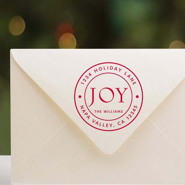 Joy Holiday Return Address Round Self-inking Stamp (Creator Uploaded)