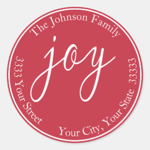 Joy Holiday Round Return Address Label