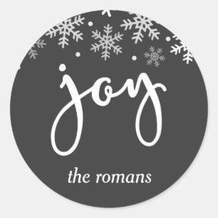 Joy Holiday Snowflake Personalized Classic Round Sticker