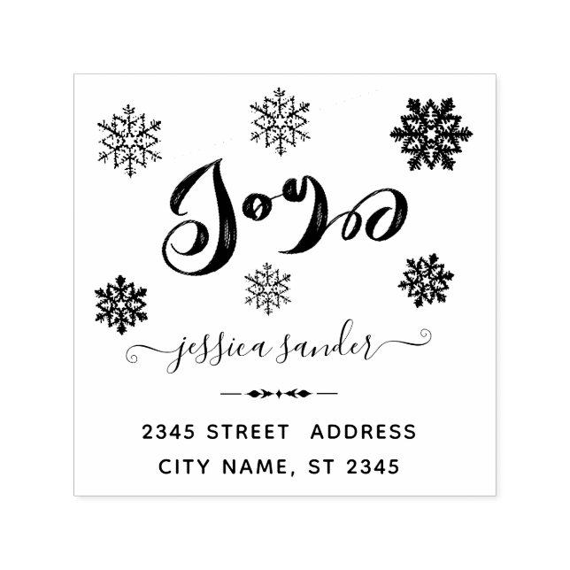 Joy holiday snowflakes business self-inking stamp (Design)
