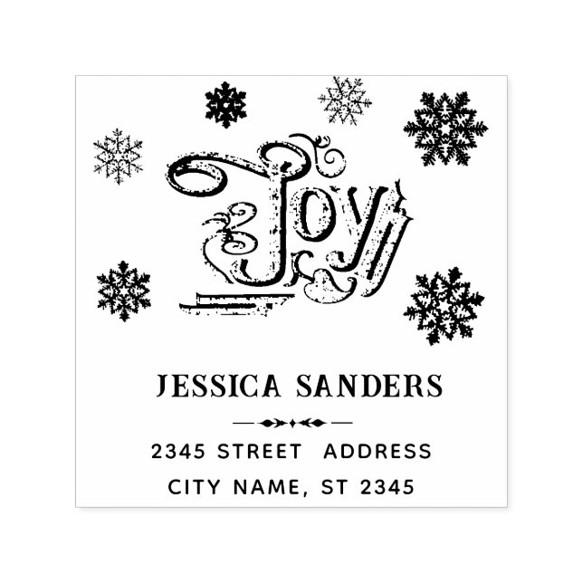 Joy holiday snowflakes business self-inking stamp (Design)