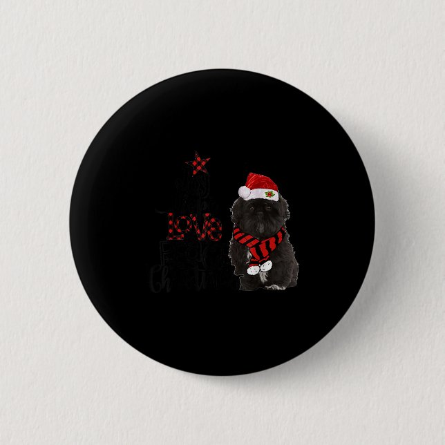 Joy Hope Love Peace Christmas Black Shih Tzus 2020 2 Inch Round Button (Front)