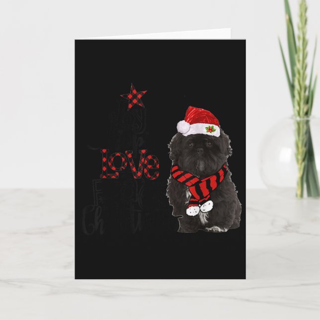 Joy Hope Love Peace Christmas Black Shih Tzus 2020 Card (Front)