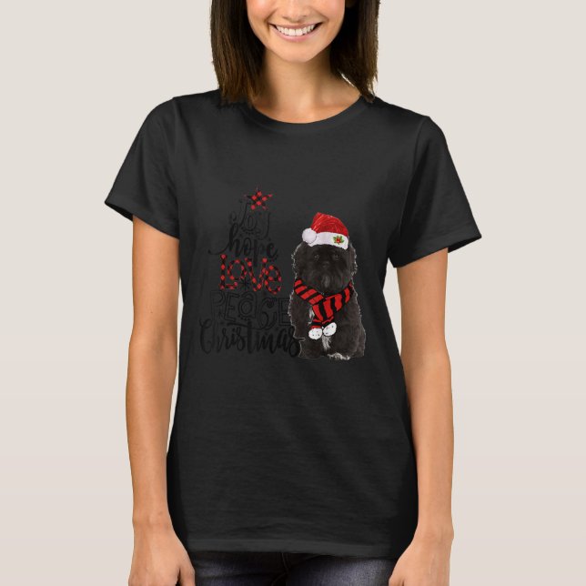 Joy Hope Love Peace Christmas Black Shih Tzus 2020 T-Shirt (Front)