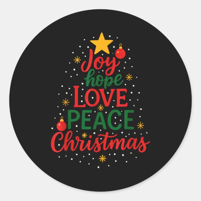 Joy Hope Love Peace Christmas Merry Xmas Family Ma Classic Round Sticker (Front)