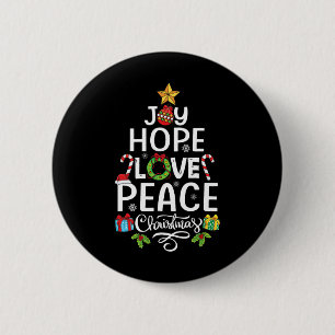 Joy Hope Love Peace Christmas Tree Family Xmas Men 2 Inch Round Button