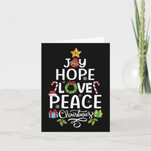 Joy Hope Love Peace Christmas Tree Family Xmas Men Card (Front)