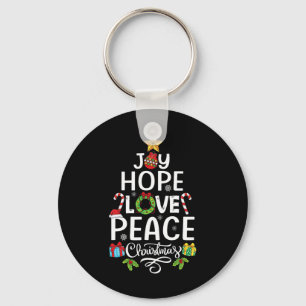 Joy Hope Love Peace Christmas Tree Family Xmas Men Keychain