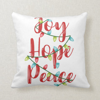 Joy Hope Peace Christmas Lights Jeter Oreiller