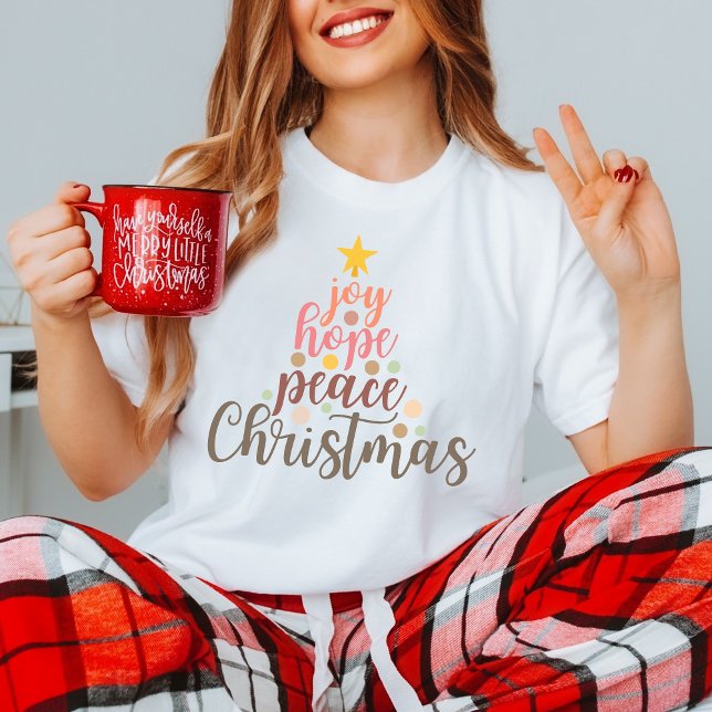 Joy, Hope, Peace this Christmas with Faith message T-Shirt (Creator Uploaded)