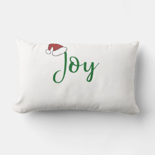 Joy in green with Santa Hat Lumbar Pillow