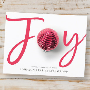 Joy in Script and Ornament   Holiday Greetings Postcard