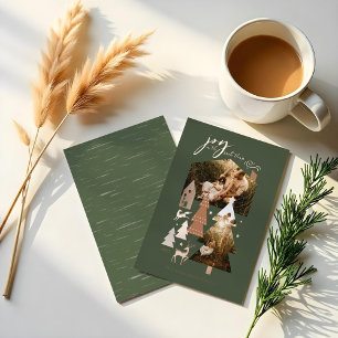 Joy In Simple Things Cozy Woodland Village 2 Photo Foil Holiday Card