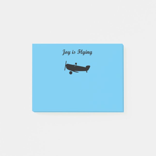 Joy is Flying Airplane Pilot Light-Monotone Post-it Notes (Front)