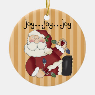 Joy Joy Joy Santa Ornament