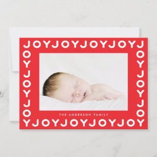 Joy Joy Red Frame Holiday Carte photo de Noël
