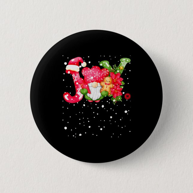 Joy - Joyful Gnome - Cute Christmas  2 Inch Round Button (Front)