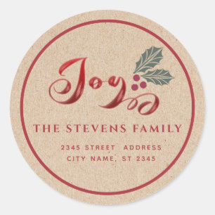Joy kraft simple elegant classic round sticker