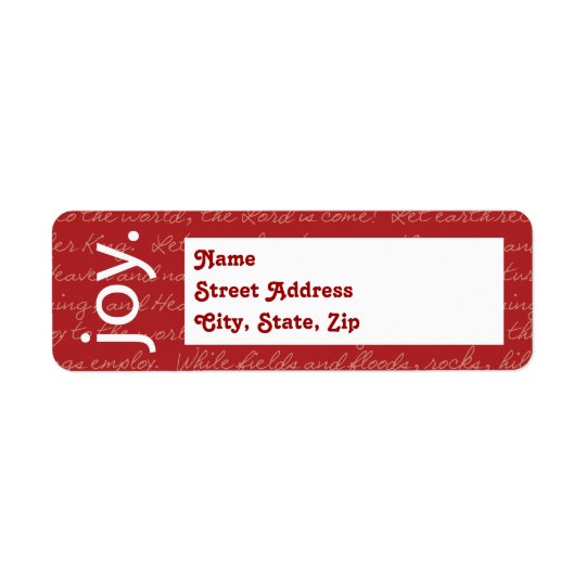 "Joy" Label (No Photo) Return Address Label