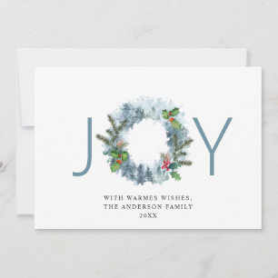 JOY Landscape Wreath Christmas Forest Greeting Holiday Card