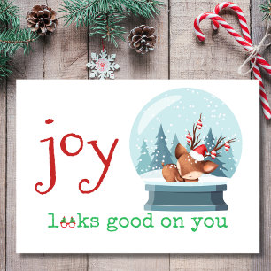 Joy Looks Good on You Cute Baby Reindeer Christmas Holiday Card