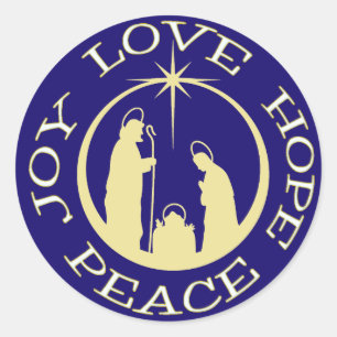 Joy Love Hope Peace Christmas Classic Round Sticker