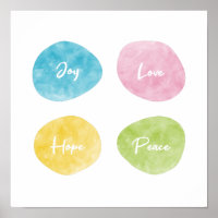 Joy Love Hope Peace Watercolour Pebbles