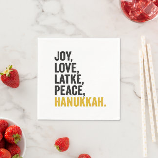 Joy Love Latkes Peace Hanukkah Funny Jewish Napkin