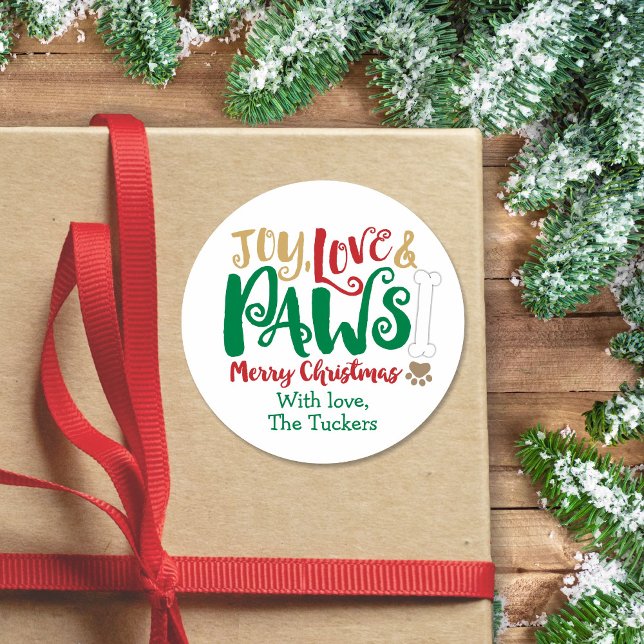 Joy Love PAWS Dog Christmas Paw prints Sticker (Creator Uploaded)