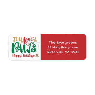 Joy Love Paws Happy Holidays Cute Pet