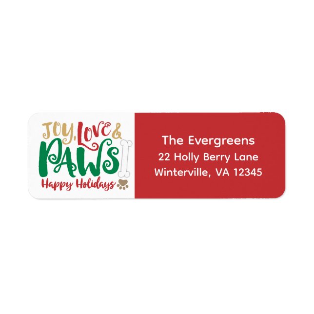 Joy Love Paws Happy Holidays Cute Pet (Front)