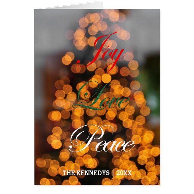 Joy, Love, Peace - Abstract of Lights on Tree (Front)