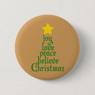 Joy, Love, Peace, Believe, Christmas 2 Inch Round Button