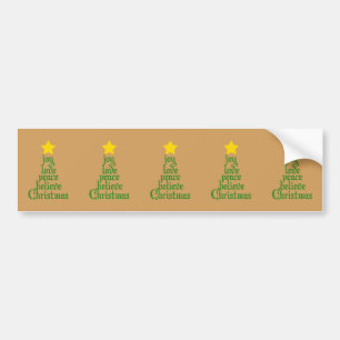 Joy, Love, Peace, Believe, Christmas Bumper Sticker