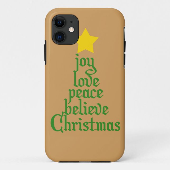 Joy, Love, Peace, Believe, Christmas Case-Mate iPhone Case (Back)