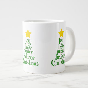 Joy, Love, Peace, Believe, Christmas Large Coffee Mug