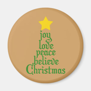 Joy, Love, Peace, Believe, Christmas Magnet
