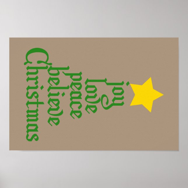 Joy, Love, Peace, Believe, Christmas Poster (Front)