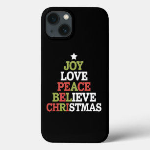 Joy Love Peace Believe Christmas Tree Family  iPhone 13 Case