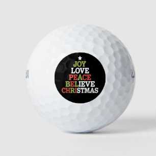 Joy Love Peace Believe Christmas Tree Family  Golf Balls