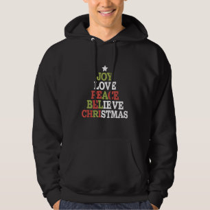 Joy Love Peace Believe Christmas Tree Family Hoodie
