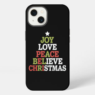 Joy Love Peace Believe Christmas Tree Family iPhone 13 Case